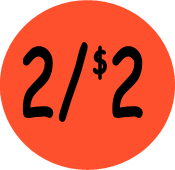 "2/$2" Price Sticker / Labels with 500 large 1-1/8" Round (Red) labels per roll from $5.59* EA in 5 Pack.