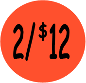 "2/$12" Price Sticker / Labels with 500 large 1-1/8" Round (Red) labels per roll from $5.59* EA in 5 Pack.