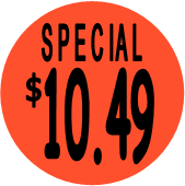 "$10.49 w/SPECIAL heading" Price Sticker / Labels with 500 large 1-1/8" Round (Red) labels  per roll from $5.59* EA in 5 Pack.