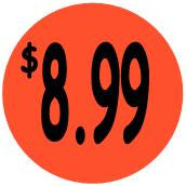 "$8.99" Price Sticker / Labels with 500 large 1-1/8" Round (Red) labels  per roll from $5.59* EA in 5 Pack.