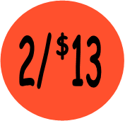 "2/$13" Price Sticker / Labels with 500 large 1-1/8" Round (Red) labels per roll from $5.59* EA in 5 Pack.