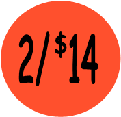 "2/$14" Price Sticker / Labels with 500 large 1-1/8" Round (Red) labels per roll from $5.59* EA in 5 Pack.