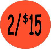 "2/$15" Price Sticker / Labels with 500 large 1-1/8" Round (Red) labels per roll from $5.59* EA in 5 Pack.