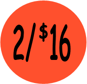 "2/$16" Price Sticker / Labels with 500 large 1-1/8" Round (Red) labels per roll from $5.59* EA in 5 Pack.