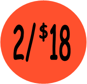 "2/$18" Price Sticker / Labels with 500 large 1-1/8" Round (Red) labels per roll from $5.59* EA in 5 Pack.