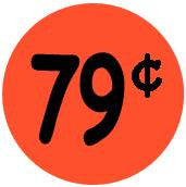 "$0.79" Price Sticker / Labels with 500 large 1-1/8" Round (Red) labels per roll from $5.59* EA in 5 Pack.