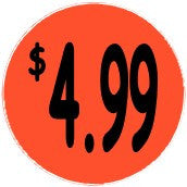 "$4.99" Price Sticker / Labels with 500 large 1-1/8" Round (Red) labels  per roll from $5.59* EA in 5 Pack.